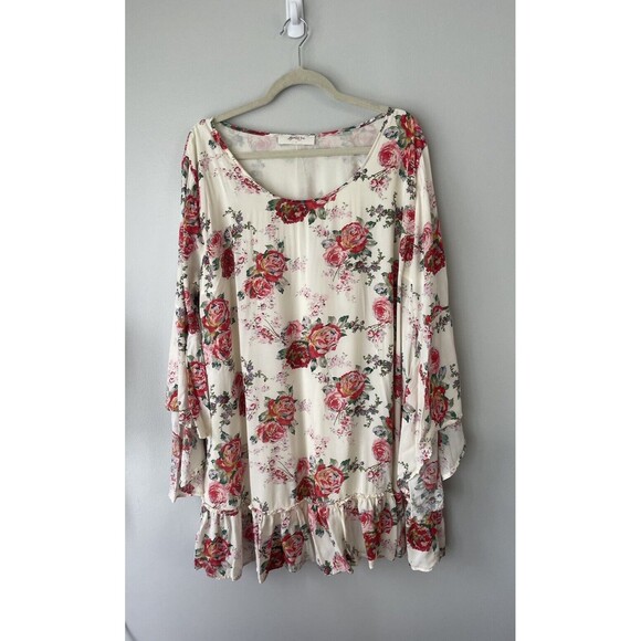 A BEAUTIFUL SOUL Women Size 2x C Tunic Short Dress Boho Floral Baby Doll - Picture 2 of 11